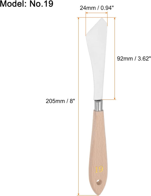 4pcs No.19 Palette Knives 24mm Width Stainless Steel Small Slant Spatula Painting Pallet Knife with Wood Handle for Oil Acrylic Canvas Mixing Spre...