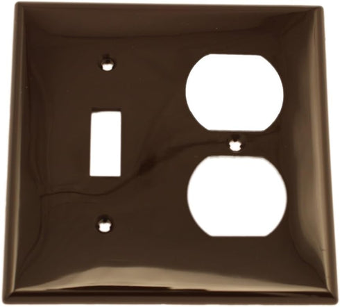 Leviton 80705 2-Gang 1-Toggle 1-Duplex Device Combination Wallplate, Standard Size, Thermoplastic Nylon, Device Mount, Brown......