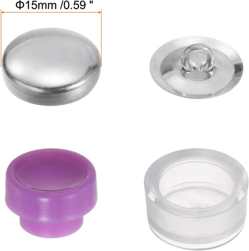 HARFINGTON 100 Sets Self Cover Button Kit 24L 0.6" 15mm with Wire Backs Aluminum Buttons to Cover Fabric Button Maker Covered Buttons Kit with 2 T...