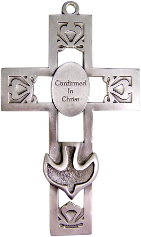 Fine Pewter Holy Dove Confirmation Wall Cross, 5 1/4 Inch...