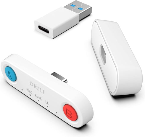 PS5 Bluetooth Audio Adapter, DRILI Low Latency Bluetooth Audio Transmitter, USB C Headphone Adapter with aptX Low Latency Support for PS4/PS5/Swit...