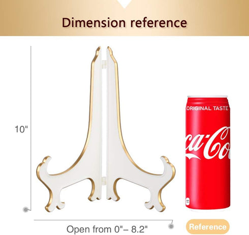 Artliving 10" Decorative Plate Stand Holder Plastic Picture Easel Display Stand Picture Frame Stand White Gold (2 Pack)...