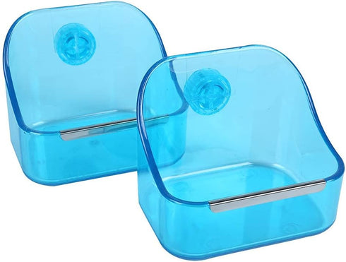 (2 Pack) 5" x 3 3/4" x 4" CalPalmy Food and Water Bowl for Rabbit, Chinchilla, Guinea Pig - The Best Tip-Proof, Clip-On Food Dishes for Rabbits an...