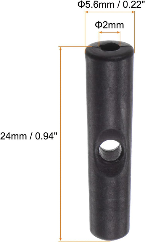 10pcs Umbrella Tail Beads 2mm Hole Dia 24mm Length PP Plastic Umbrella Bone Cover for Folding Umbrella Cover Parts, Black...