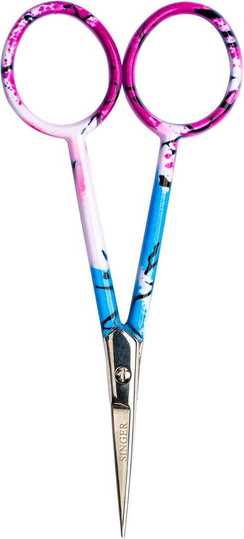 SINGER 4 Inch Forged Embroidery Scissors with Curved Tip for Sewing, Cross-Stiching, Crafts, & More (Pastel Print, 1-Pack)...