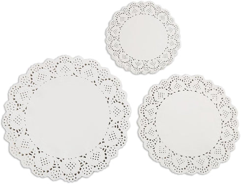 DECORA 180 Pieces White Round Paper Lace Doilies for Birthday Party and Wedding Tablewear Decoration 3.5inch,4.5inch,5.5inch...