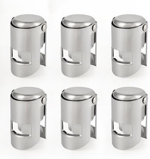 I-MART Pack of 6 Stainless Steel Champagne Stoppers, Prosecco, Sparkling Wine Bottle Stopper, Cork...