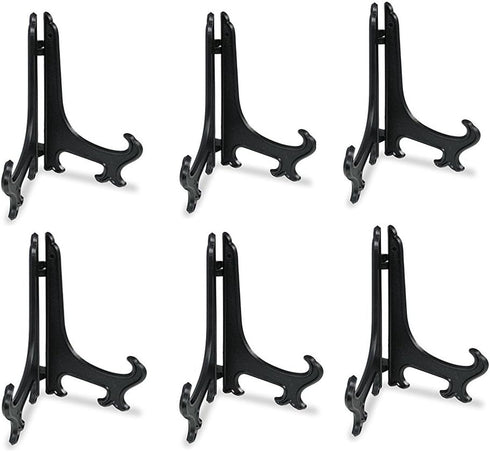 Artliving 10 Inch Black 6pcs/Set Plastic Easels Plate Display Stands Picture Frame Stand Holder...