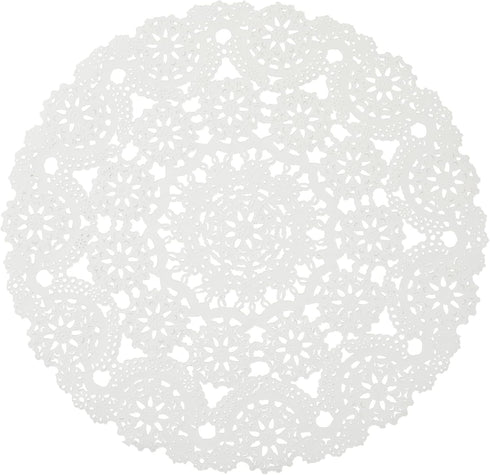 Juvale White Lace Paper Doilies for Tea Party Decorations - 12 in Round, White, 200 Pack Disposable Paper Placemats - Round Placemats...