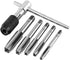 Mesee 6 Pcs Tap Wrench Tool Set, Adjustable T-Handle Ratchet Tap Holder Wrench Machine Screw Thread Metric Plug T-Taps with M3 M4 M5 M6 M8 Taps fo...