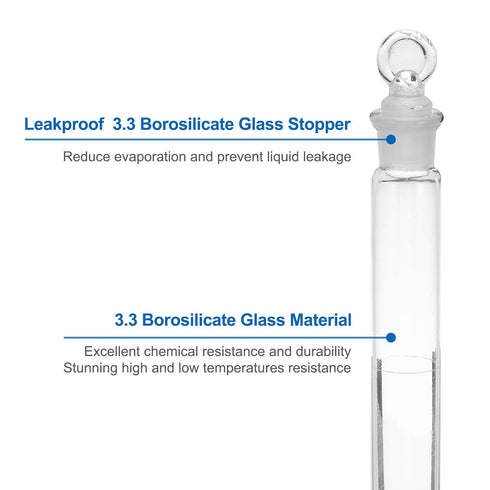 PATIKIL 250ml Volumetric Flask, 3.3 Borosilicate Glass Graduated Volumetric Measuring Flask with Glass Stopper Tolerance 0.10ml for Lab Experiment...