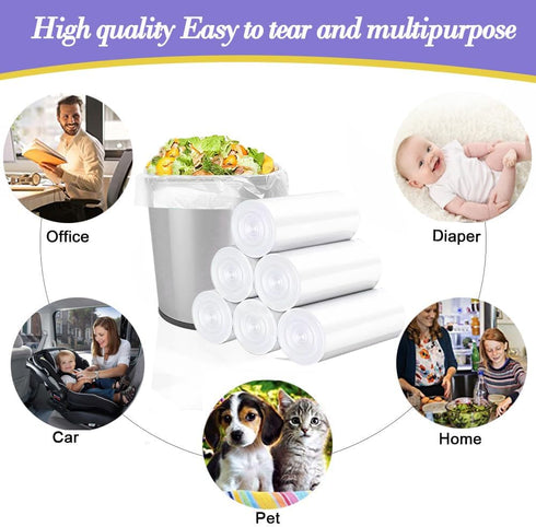 3 Gallon 80pcs+10pcs (Fit 3-3.2 Gal) Small Clear Trash BagsPlastic Strong Clear Garbage Bags,Bathroom Trash Can Bin Liners,Waste Basket Liner,Fit ...