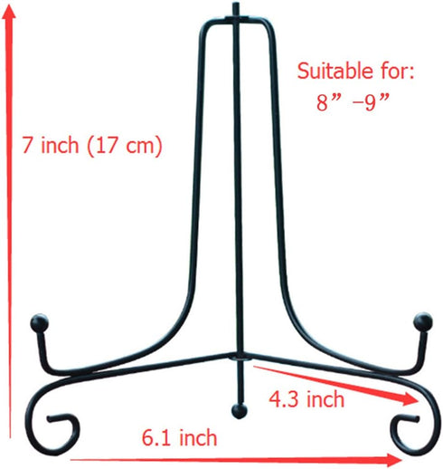 (4 pack)7"Iron Display Stand, Black Iron Easel Plate Display Photo Holder Stand, Displays Picture Frames, Cookbooks, Decorative Plates, Tablets an...