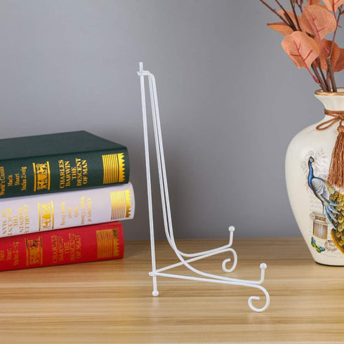 Artliving (2 pack 12" Iron Large Plate Stand, White Iron Easel Picture Frame Display Photo Holder Stand, Displays Picture Frames, Cookbooks, Decor...