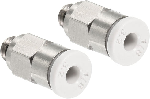 PATIKIL M5 Push to Fit 3mm OD Hose Connect Fittings, 2 Pack Straight Coupling Adapter for Gas Pneumatic Air Flow Transition, White & Silver Tone...