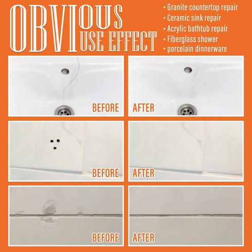 Porcelain Repair Kit White, Sink & Tub Repair Kit to Quickly Fix Tub Chips and Sink Cracks with High Bond Strength, Porcelain Sink Repair Kit for ...