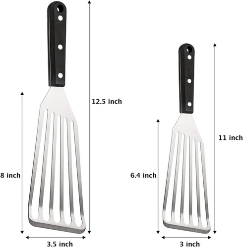 HaSteeL Fish Spatula 2-Piece, Stainless Steel Slotted Turner for Flipping, Turning, Frying & Grilling, Metal Slotted Spatulas Great for Kitchen Co...