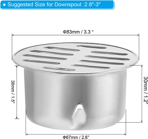 PATIKIL Gutter Guard, 2 Pack 304 Stainless Steel Downspout Strainer, Anti-Blocking Outdoor Gutter Cleaning Tool for Stops Leaves Debris, 3 Inch...