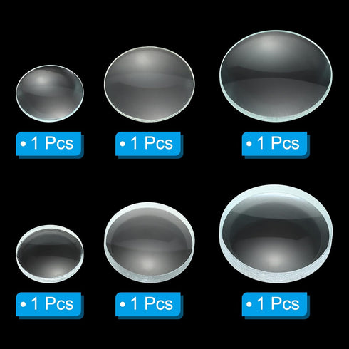 PATIKIL 5cm,10cm Focal Length Double Convex and 7.5cm,10cm Focal Length Double Concave Lens 1 Set, 6 Pack Glass Optically Polished Round Edges Len...