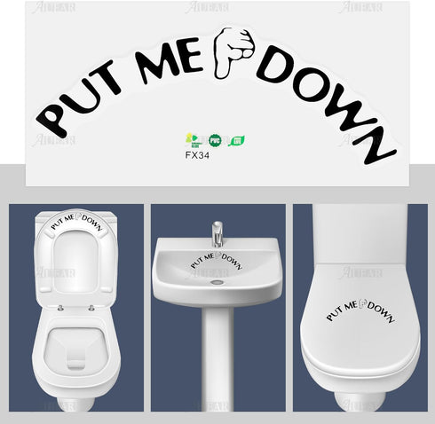 AUEAR, Funny Bathroom Toilet Seat Sticker Decal Reminder Decoration for DIY (4 Pack)...