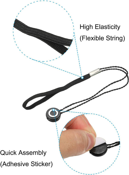 PATIKIL Camera Lens Cap Leash, 6Pcs Nylon Elastic Adhesive Cap Cover String Cord Keeper Holder for Outdoor Photography Camera Preventing Lost, Bla...