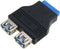 E-outstanding 20 Pin USB 3.0 Header Female to Dual USB 3.0 Female Splitter Adapter Motherboard Extension Connector...