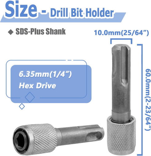 Mesee 5 Pieces SDS-Plus Shank Drill Chuck Adapters SDS PLUS to 1/4" Hex Socket Adapter Converter 1/4 Inch Hex Shank Screwdriver Drill Bit Holder f...