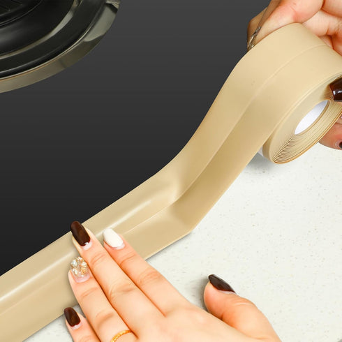 Almond Caulk Tape 10.5' x 1.5'' Waterproof Self Adhesive Caulk Strip Bathtub Sealant Tape Caulking Tape Sealing Strip Oil Proof Bathroom Caulk for...