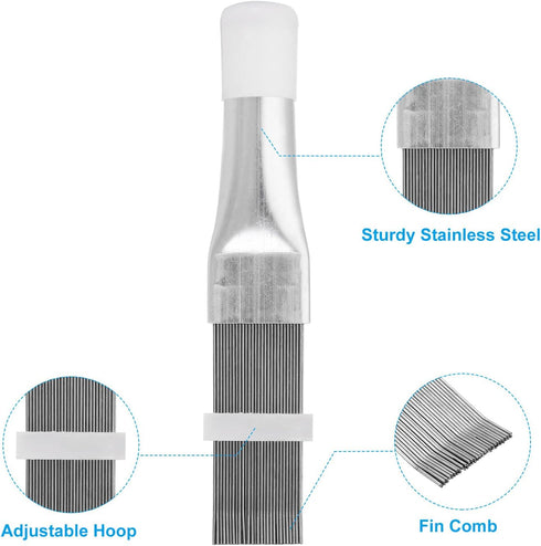PATIKIL Air Conditioner Fin Comb, 3 Pack Stainless Steel AC Coil Cleaner Brush Fin Straightener Condenser Coil Repair Tool for Radiator Refrigerat...