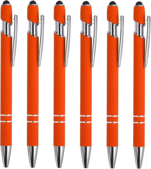 PATIKIL Ballpoint Pen with Stylus Tip, 6 Pack 2 in 1 Metal Pen Black Ink 1.0mm Medium Point Stylus Pen for Touch Screens Style 1, Orange...