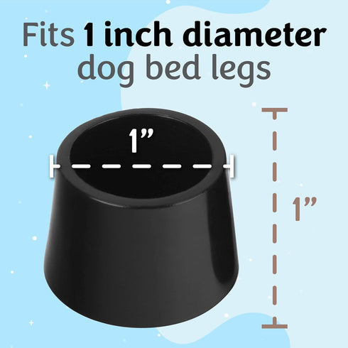 IMPRESA [4 Pack 1” Wide Elevated Dog Bed Feet to Protect Floors - Raised Dog Bed Stabilizers to Reduce Sliding - Dog Cot Feet - Elevated Pet Bed A...