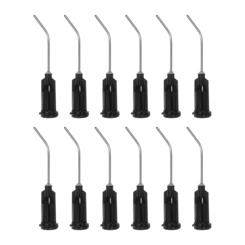 12pcs Blunt Tip Dispensing Needles, 19 Gauge 45 Degrees Bent Dispensing Tips 1" End Angled Dispenser Needle with Luer Elbow Blunt Needle for Oil o...