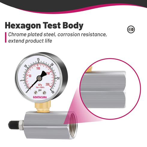 0-100psi/kpa Gas Test Pressure Gauge, 2" Dial Size, 3/4" FNPT Connection, Chrome Plated Steel Body Assembly, 3-2-3% Accuracy…...