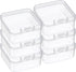 PATIKIL 4.5x4.5x2.5in Clear Storage Box with Hinged Lid, 6Pack Plastic Stackable Rectangle Organizer Container for Bead Jewelry Small Item Art Cra...