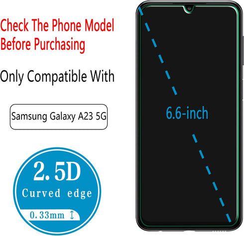 (2 Pack) Designed For Samsung Galaxy A23 / Galaxy A23 5G Tempered Glass Screen Protector, Anti Scratch, Bubble Free, Case Friendly...