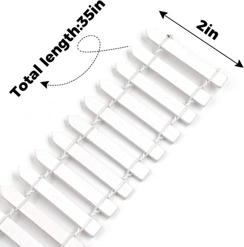 AUEAR, 35 Inch Long Mini Fairy Garden Fence Wood Ornament Wooden Decorative Picket Fence for DIY Crafts Project (White, 2-Pack)...