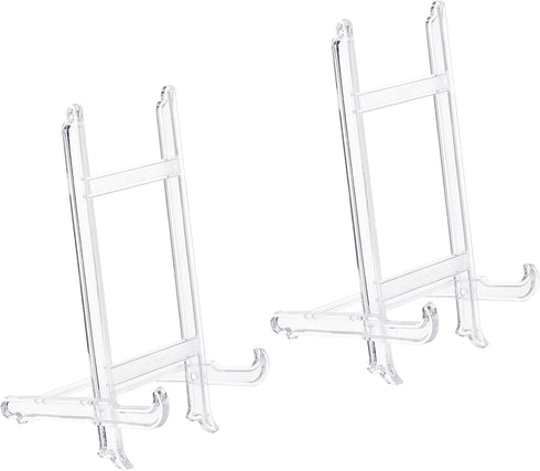 PATIKIL 9" Acrylic Decorative Plate Stand Holder, 2 Pack Table Use Picture Easel Frame Holder for Displaying Photos, Card, Canvases, Clear...
