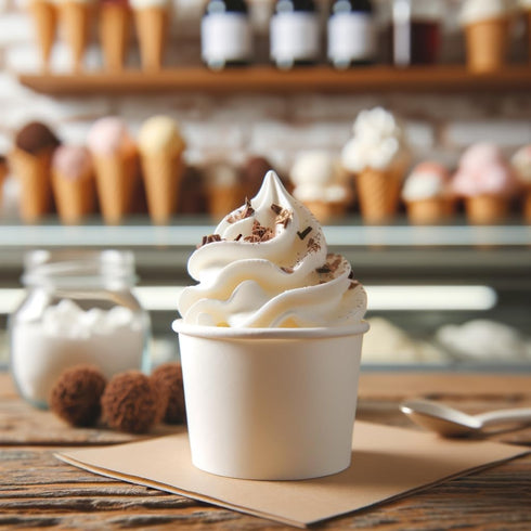 Paper Ice Cream Cups 4oz Small White Dessert Bowls Frozen Yogurt Cup White Dessert Bowls Frozen Dessert Supplies Pack of 50 count...