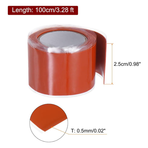 Self Fusing Silicone Tape 1" x 3ft x 0.02" Waterproof Sealing Plumbing Rubber Tape for Water Pipe Hose Leak Silicone Grip Repair Seal, Red...
