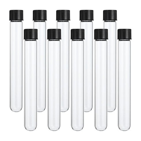 PATIKIL 30ml Test Tubes, 12pcs 5.91x0.79in Glass Clear Round Bottom Test Tube Containers with Plastic Cap for Bead Party Candy Bath Salt Storage S...