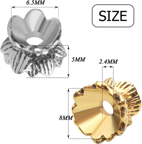 Lotus Form 60PCS Double End Flower Bead Spacer Caps, Antique Alloy Jewelry Caps for Bracelet, Necklace, Earring Crafts Making...