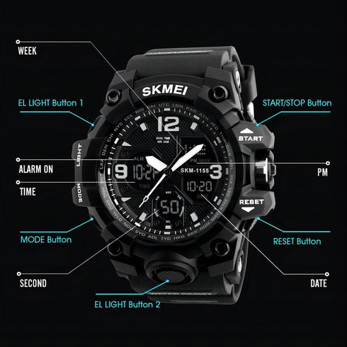 Men's Watches Sports Outdoor Waterproof Military Tactical Watch Date Multi Function LED Alarm Stopwatch Watches for Men...