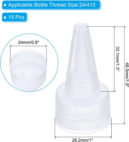 PATIKIL 24/410 Twist Bottle Caps, 15Pcs Plastic Ribbed Edge Squeeze Bottle Replacement Caps with Foam Gasket for Paint Lids Glue Dispensing Bottle...