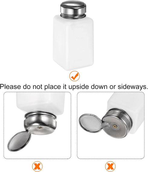 3pcs Solvent Alcohol Dispensers 200ml(6.7oz) Push Down Liquid Dispenser Pump with Sealing Stainless Steel Lid for Acetone Cleanser Polish Remover,...