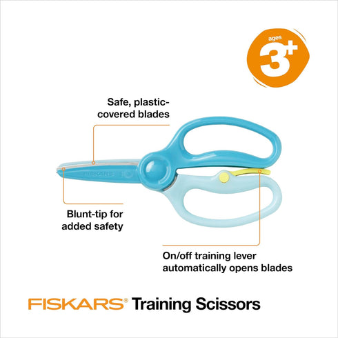 Fiskars Training Scissors for Kids 3+ with Easy Grip (3-Pack) - Toddler Safety Scissors for School or Crafting - Back to School Supplies - Turquoi...