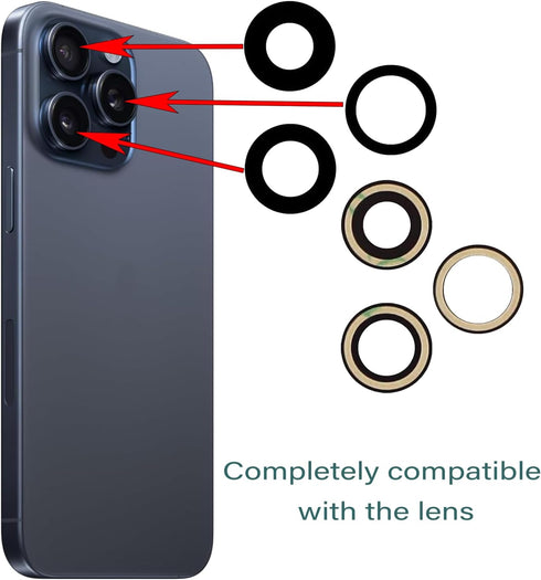 3pcs/Set Back Camera Lens Glass Replacement for iPhone 15 Pro 6.1inch Camera Lens Replacement with Pre-Installed Adhesive + Repair Tool Kit, Anti-...