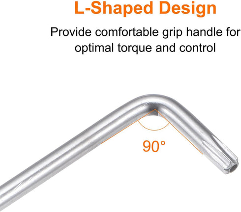 4pcs Tamper Proof Torx Star Key Bit Wrench T15 3.82" Long Arm L Shape 6 Point Wrenches Carbon Steel Repair Tool for Car Bike Motorcycle Repair, Si...