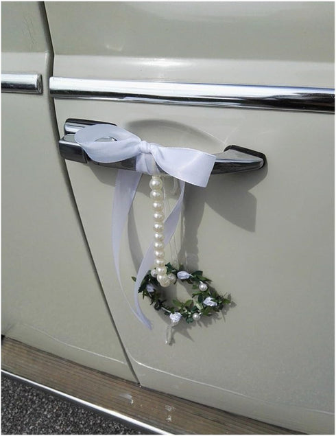 FQTANJU 30 pcs Delicate Wedding Pew End Bowknots Ribbon Bows Cars Chairs Decorations. (Ivory)...