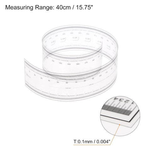 Film Flexible Ruler 40cm 0.1mm Scale with R Angle & Width Lines PET Plastic Folding Straight Ruler Calibration Soft Ruler Measuring Tool for Facto...