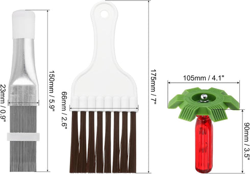 PATIKIL Air Conditioner Fin Comb, Stainless Steel Condenser Fin Straightener & Cleaning Brush & AC Coil Cleaner Tool for AC Unit Radiator Refriger...